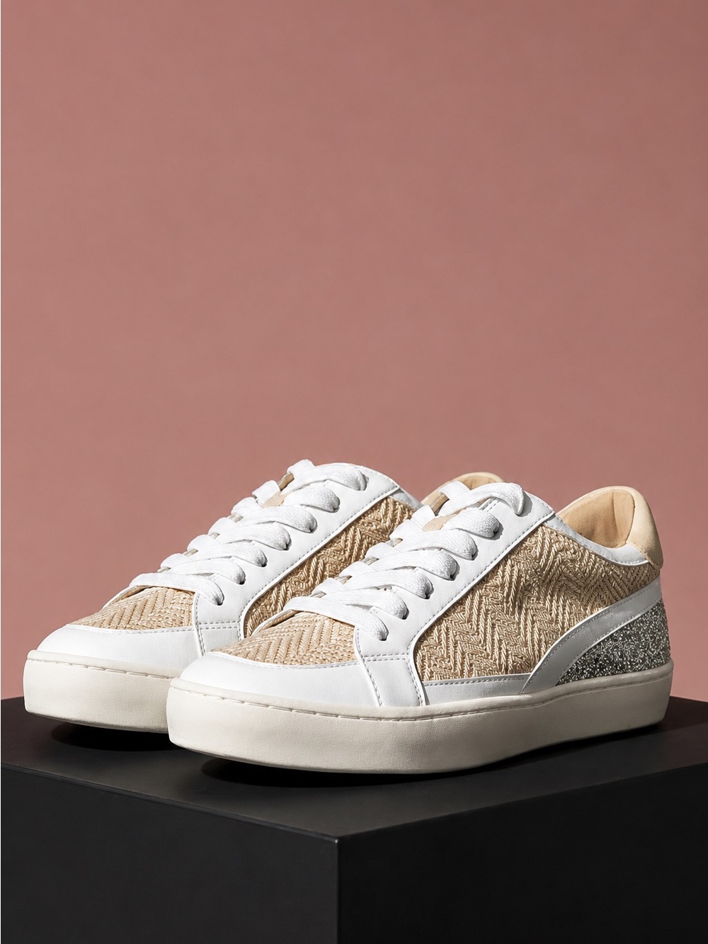 Yellow Lace Up Metallic Sparkle Boho Harlow Sneakers